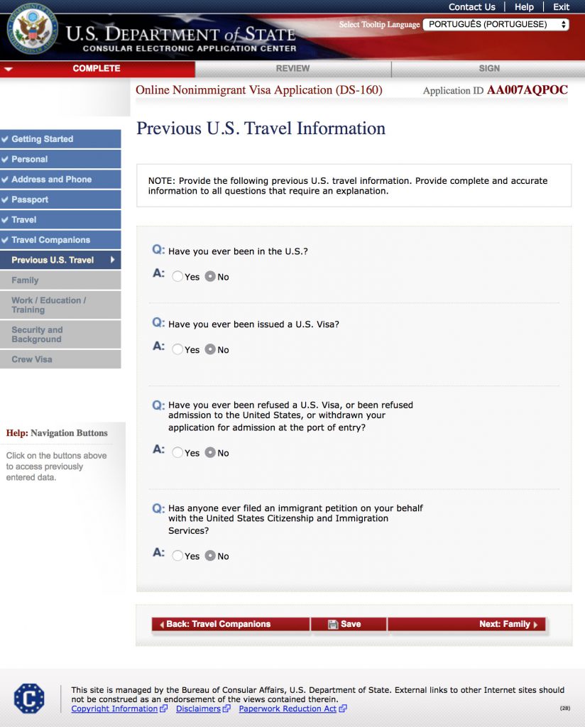 ds 160 form filling