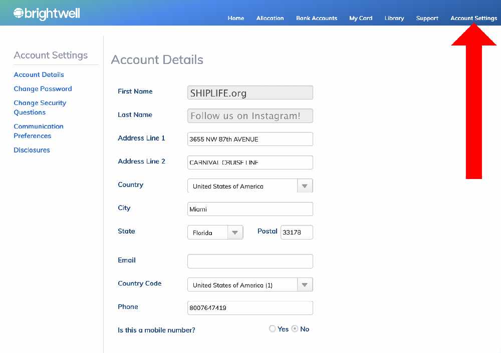 Brightwell - Account Details